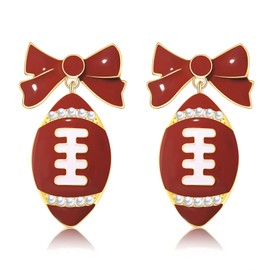 Football Earrings for Women Game Day Earrings Football Softball Drop Dangle Earrings Enamel Sport Earrings Game Day Outfits Team Spirit Accessories Football Jewelry Gifts, Zinc, No Gemstone
