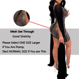 PORRCEY Women's Sexy Hot Drilling Craft Dress Long Sleeve Bodycon Party Club Night Out Dress(5332,Black,M)