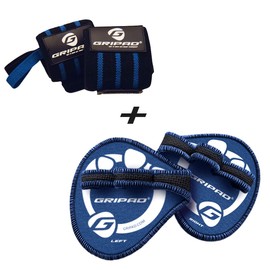 Gripad Classic & Wrist Wraps Bundle | Gym Workout and Fitness | Bundle and Save | Hand and Wrist Protection for The Gym for men and women (Black & Blue)