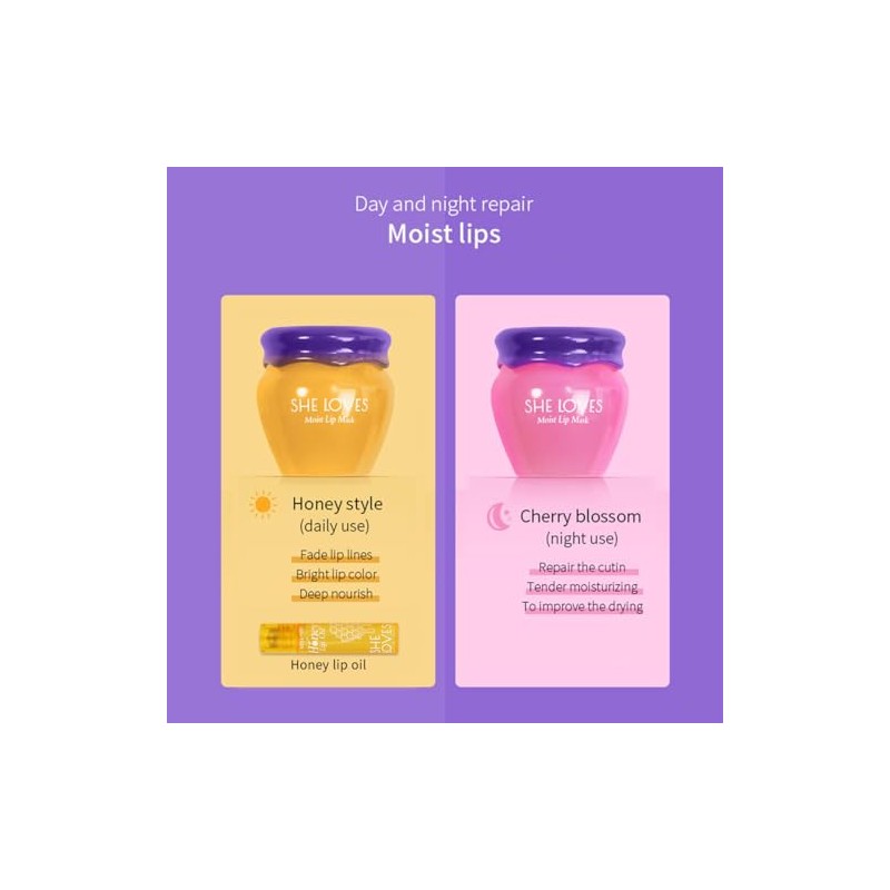 2 mascarillas de labios durante la noche, HoneySakura para el