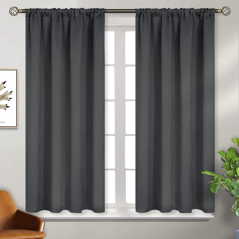 BGment Dark Grey Blackout Curtains for Bedroom 45 Inches Length