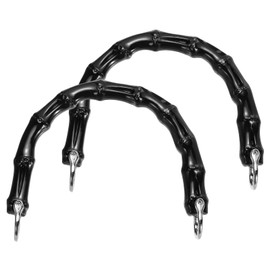 sourcing map 2 Pcs ABS Purse Handles 6" U-Shape Handbag Handle Replacement Accessories with Silver Buckle for Handmade Crochet Bag Beach Straw Bag DIY Bags, Black