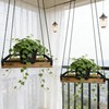 Plant Hanger Indoor, 2 Pack 11.8" Wooden Hanging Plant Holder