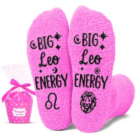 HAPPYPOP Leo Gifts for Women - Zodiac Socks, July August Birthday Gifts, Astrology Constellation Horoscope Presents for Teen Girls, Galaxy Leo Socks