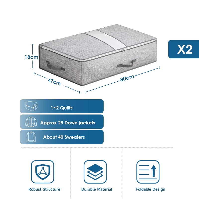 Leavans Underbed Storage Box with Lid, Foldable Clothes Storage Boxes