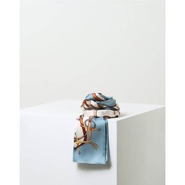 Daks (신세계센텀점)DCSC5E014T2 SILK100%블루 체인패턴 롱 실크 스카프 (SHINSEGAE CENTUM CITY) DCSC5E014T2 100% SILK Blue Chain Pattern Long Silk Scarf