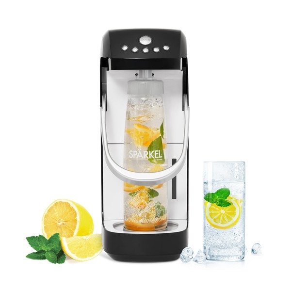 Spärkel Beverage System | Black Sparkling Water Maker | No CO2 Tank Needed | Carbonated Water Machine that Uses Fresh, Natural Ingredients | Soda Streaming Machine | 5 Unique Carbonation Levels