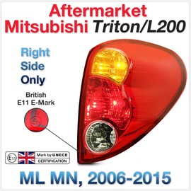 tunez® Right Side Tail Light Rear Lamp Compatible With Mitsubishi L200 Triton ML MN 2005-2015 Barbarian DI-D CR Warrior Trojan GLX GLX-R GLS Exceed Truck Ute With E11 Mark