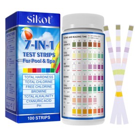 Test Strips for Hot Tub, 100 PCS Swimming Pool and Spa Test Strips for PH,Total Alkalinity,Total Chlorine,Free Chlorine and Bromine, Cyanuric Acid,Accurate Pool Water Testing Kit