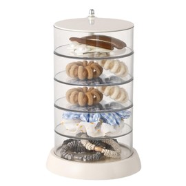 Drehbarer Haarschmuck Organizer 360° mit 5 Ebenen, Durchsichtiger Schmuck & Haargummi Organizer aus Kunststoff für Bad & Schminktisch, Platzsparend, 21 x 11,5 cm, Haarklammern & Ringe Aufbewahrung