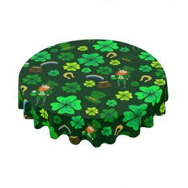 Bitterwin St. Patrick Day Round Table Cloth 60 Inch, Waterproof Stain Wrinkle Resistant Washable Circle Table Cover St Patricks Day Decorations for Home Kitchen Dining Room Party Outdoor Picnic