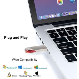 USB Stick 4 GB Pack of 5 Metal Memory Stick USB 2.0 with Key Ring Multi-Coloured