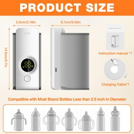 Flaschenwärmer Baby Unterwegs, Afenau 6000 MAh Tragbarer Flaschenwärmer Baby mit 6 Temperatur, Kabelloser Baby Flaschenwärmer Unterwegs, LED-Anzeige Bottle Warmer Portable fur Travel