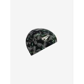 speedo SE12351 Swim Cap, Shadow Boom Mesh Cap, Black/Green, M