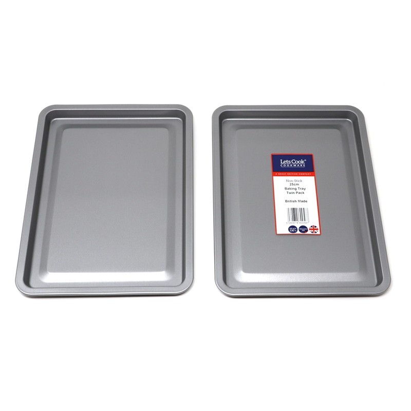 25cm Baking Tray Twin Pack, British Made with PFOA &