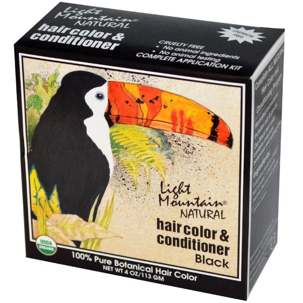 Natural Hair Color & Conditioner, Black, 4 oz, Light Mountain Henna