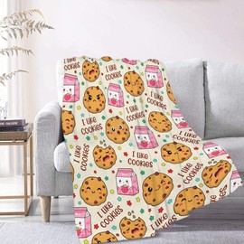 Cookies and Milk Throw Blanket is Super Soft and Warm,The Lightweight Flannel Blanket is for All-Season Use,A Great Choice for Gifts 50"x40"for Kids