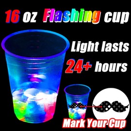 meishuneu 16oz Luminous Party Cups for Indoor Outdoor Party Event Fun, Flashing Color, Luminous Cups for Night Events, Party Favors, Decorations, Luminous Cups