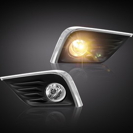 Boxlight Fog Lights Compatible with Nissan Altima 2016 2017 Driving Lights Replacement Electroplating Lamp Frame Fog Lights Assembly Clear Lens