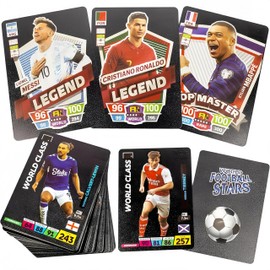 Football Stars Sammelkarten Set, 55 Premium Karten mit Legenden und Top-Spielern, Gold-, Silber- und Schwarz-Edition (schwarz)