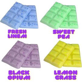 Wax Melts – 4 X Snap Bars - (Lemon Grass, Black Opium, Fresh Linen, SweetPea) – Scented Soy Wax Melts Vegan
