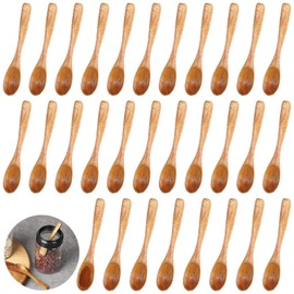 YOFAPA 30 pieces small wooden spoons, 30 wooden spoons, used on salt. Wooden spoon, salt, honey, sugar, one spoon for spices and pepper. Small tea spoons for the kitchen.