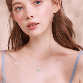 LEECCI Capricorn Cross Necklace 925 Sterling Silver Capricorn Pendant Zodiac Constellation Necklace Capricorn Cross Jewelry for Women
