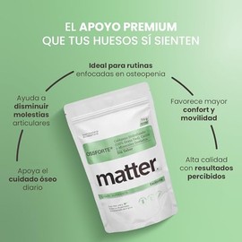 Matter Ossforte, Colageno Hidrolizado Puro Peptan® Grass Fed, Calcio y Minerales Quelados Albion® y TRAACS®, Apoyo a la Salud Ósea, Articulaciones y B