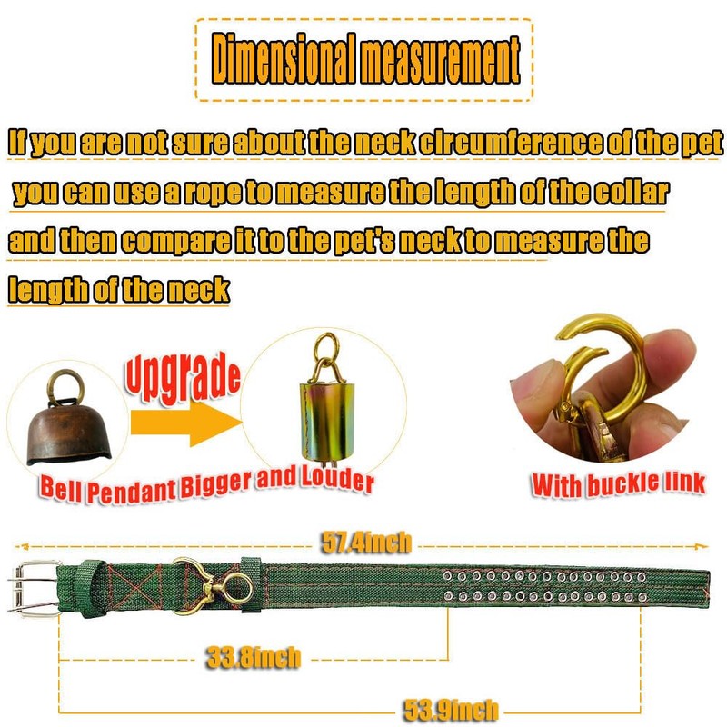 Nylon Livestock Collar Adjustable Cattle Collar with Cow Bell for