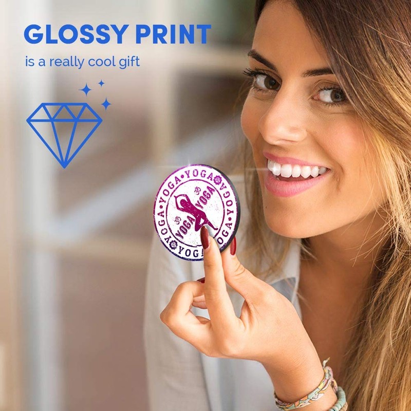 Round MDF Magnets - Purple Yoga Meditation 4193