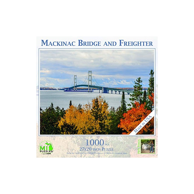 Mackinac Bridge with Freighter - 1000 Piece MI Puzzles Jigsaw