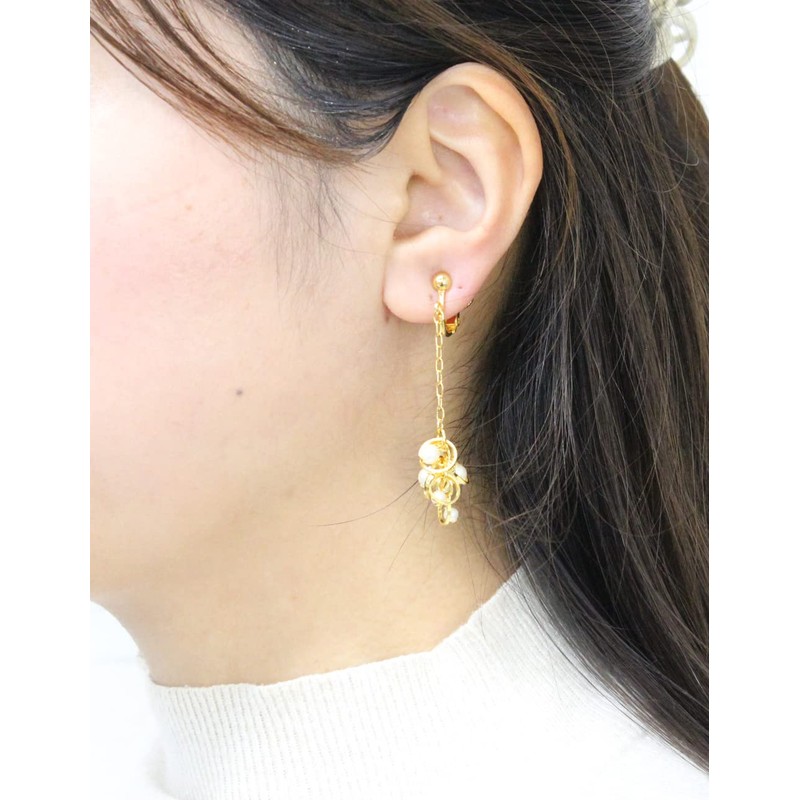 Jewelry Shop M e0050 Simple Women's Ring, Chain, Pearl, White,