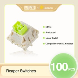 EPOMAKER x LEOBOG Reaper Interruptores de teclado, juego de 100 interruptores lineales de 45 gf, interruptor de 5 pines lubricado de fábrica con vástago POM, ranura LED para teclado mecánico de