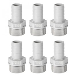 sourcing map PVC Barb Hose Fitting Connector Adapter 12mm or 15/32" Barbed x 3/4" G Male Pipe 6pcs