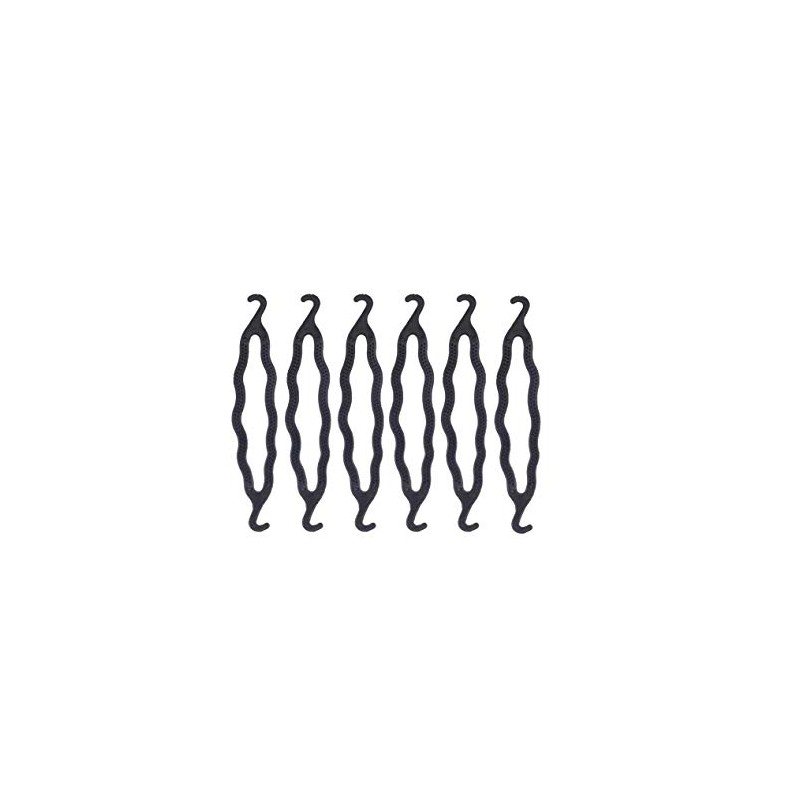 6 Black Plastic Double Hook Hair Clips Curlers Hair Bun