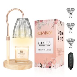 Honvinor Candle Warmer Lamp with Timer & Dimmer, Candle Warmer Height Adjustable, Fits All Jar Scented Candles, Candle Lamp with 3 Bulbs, Charming Gift for Home Decor