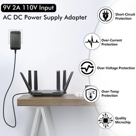 12V 2A DC Power Supply Adapter Charger for Guitar Pedal Piano Keyboard, 110V AC 5.5 x 2.1mm Center Negative