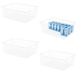 16inch Upright Freezer Organizer Baskets for 13-14,16-21 cu.ft Standup Freezer, Settle freezer chaos and reduce food waste effectively, Durable, Fully Use Space, Improve Air Circulate, White, 4pcs