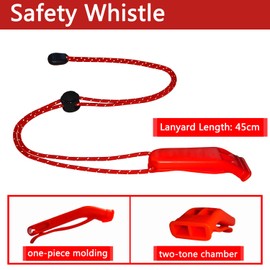 Amzonly Emergency Whistle, 120db Safety Whistle Survival Shrill Loud for Camping Hiking Hunting Boating Fishing Life Vest Jacket Rescue Signaling Kids Lifeguard Red 5 Pack