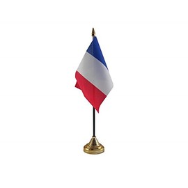 Pack Of 3 France French Desktop Table Centrepiece Flag Flags With Gold Bases Ideal For Party Conferences Office Display