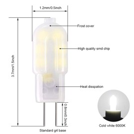 HUAMu Pack of 10 G4 2 W LED Bulbs, Cool White, 180 Lumen, 6000 K, 360° Beam Angle, 20 W Halogen Replacement, 12 V AC/DC, 20,000 Hours Service Life