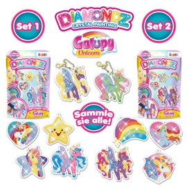 CRAZE DIAMONDZ Keychain Set Galupy Unicorn - Diamond Painting Children's Keyring Set, DIY Diamond Painting Craft Set, Mosaic Making for Children