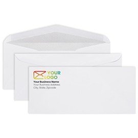 EnDoc #9 Envelopes Custom Printed 500 pack - White Business Envelopes with Custom Logo and Address - Security Tinted - Gummed Seal, 24 lb Paper