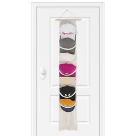 Cap Holder, 1 Pack Hat Organizer for Baseball Caps, Macrame Hat Stand for Wall, Cap Rack for Decoration and Display, Boho Handmade Hat Hanger Over the Door Organizer for up to