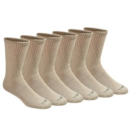 Dickies Men's Dri-tech Moisture Control Crew Socken Multipack Socks, Essential Worker Khaki (6 Pairs), M (Pack of 6)