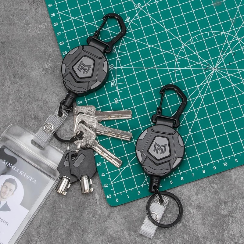 MNGARISTA 2-Pack Retractable Keychain, Heavy Duty Carabiner Badge Holder, Tactical