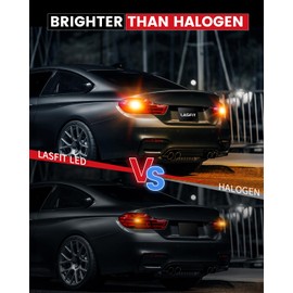 LASFIT 3157 LED Turn Signal Bulbs, Upgraded Super Bright Amber Yellow 3156 3057 4157 4057 LED, Replacement Bulbs with Projector for Rear Blinker Side Marker Lights, 2pcs