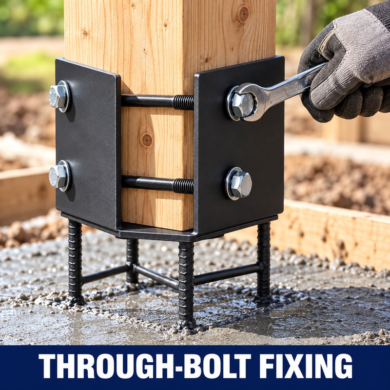 U-Shaped Wet Concrete Post Base Anchor for 7.5 x 7.5