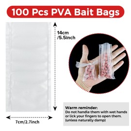 Realure 100 Pcs PVA Bags Carp Fishing Kit Fast Dissolve Water Soluble PVA Bags Pellets Bait Bags for Carp Fishing Bait Carp Fishing Bag Solid Bag Rigs Fishing Accessories Tackle (70mm*140mm)