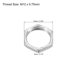 PATIKIL 30-Pack M12 x 0.75 Steel Hex Nut Metric Thread Galvanised Nut Screw Bolt 3mm Height